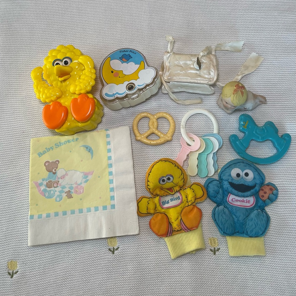 Vintage Sesame Street and Fisher Price Baby Toy Lot Nursery Nostalgia